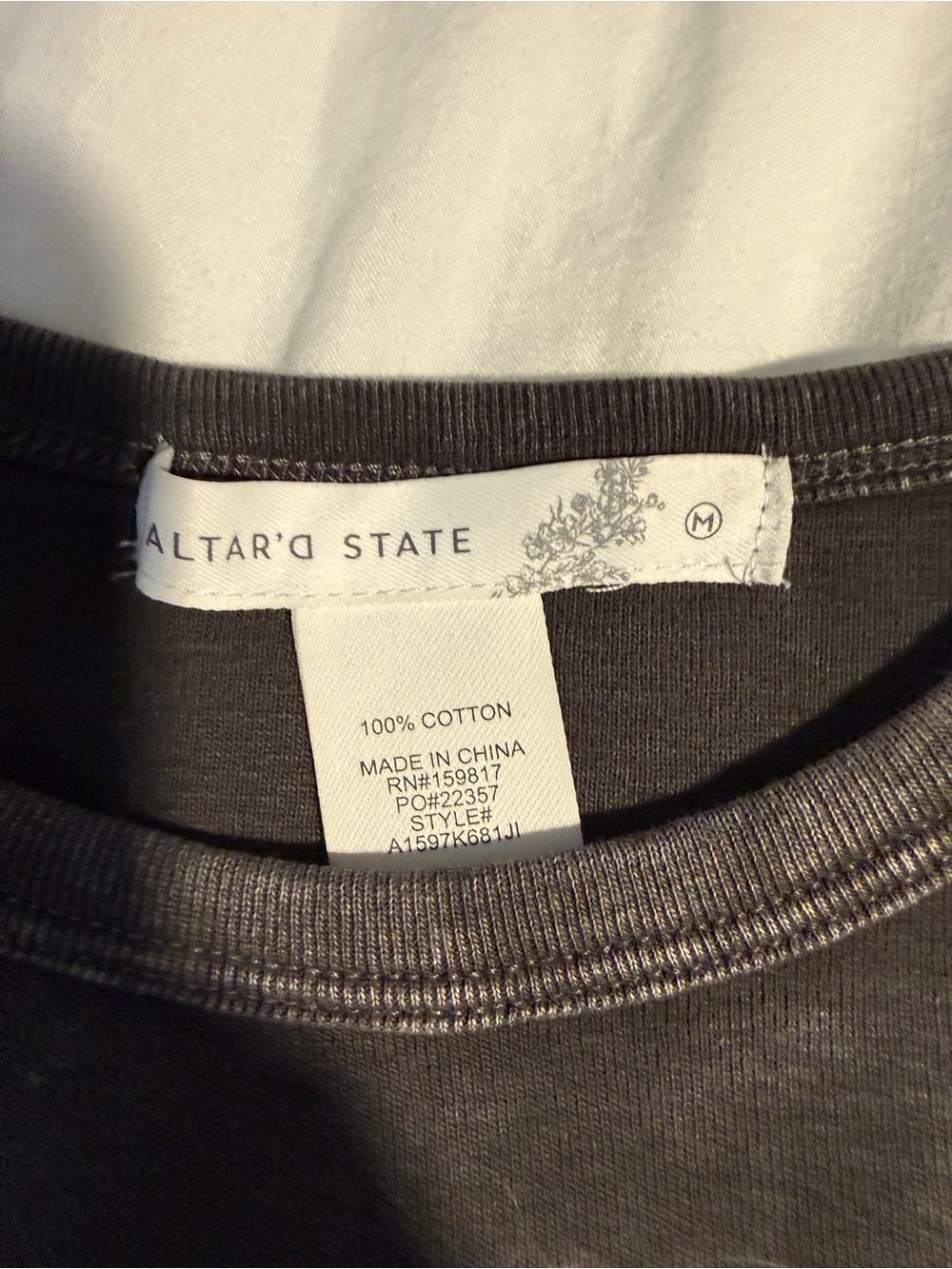Altar’d State Charcoal Open Back Tie Crop Tank Top M - Picture 2 of 3